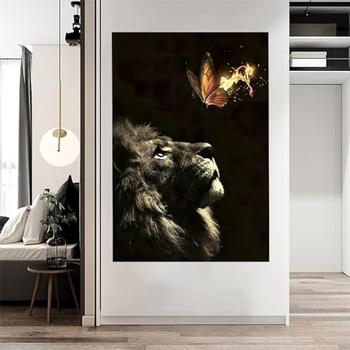 WZXGHE Löwenfamilie Bild,löwe Und Löwin Mit Krone Leinwand Bilder, Moderne Löwe Muster Wand Bilder, Wohnzimmer Schlafzimmer Deko Poster, Ungerahmt (B, 70x100cm, Ungerahmt)