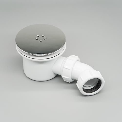 ZANOFIRA 90mm Chrome Shower Waste Trap, Fast Flow Easy Clean Tray Waste Trap Shower Enclosure Waste Tray