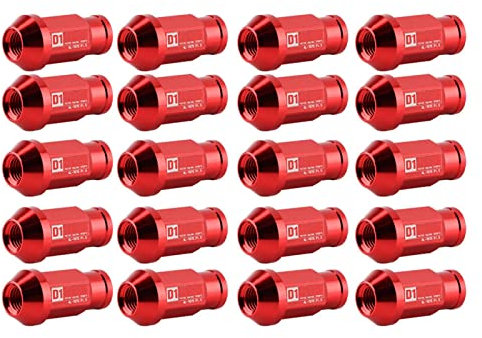Radbolzen-Set, M12 X 1,5 Autoreifenschraube, Racing-Radmutter, Aluminiumlegierung, M12 Radbolzen (Rot)