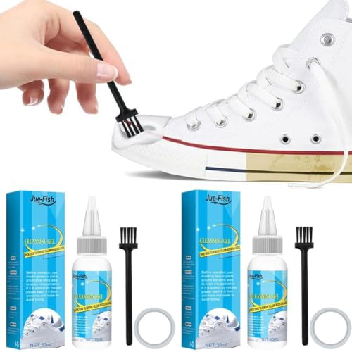 Gel blanchissant blanc pour chaussures - Pour machine à laver et décontaminer les chaussures - Mousse nettoyante blanche pour ruban adhésif - 30 ml - Blanchissant pour baskets