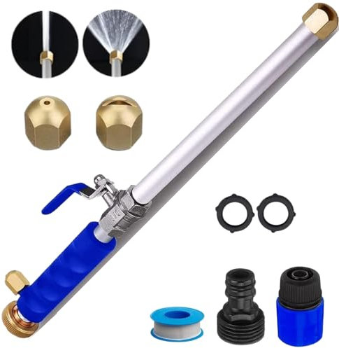 Upgraded Jet Nozzle Attachment for Garden Hose Power Washer Wand Hydro Jet High Pressure Washer Tools, 2-in-1 High Pressure Washer Attachment with 2 Different Nozzles and Hose Quick Connectors