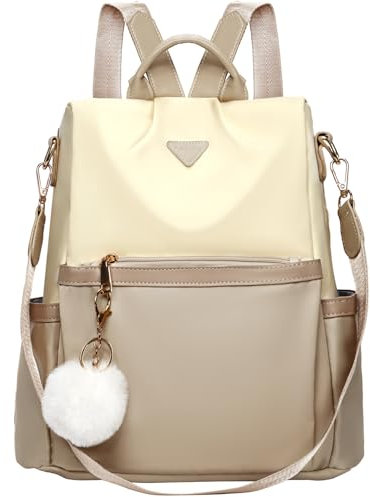 Leathario Rucksakck Damen klein,Diebstahlsicher Cityrucksack,PX4 Wasserdichtere Rucksackhandtasche,Eleganter Tagesrucksack für Büro,Pendeln,Arbeit,Backpack Women für Reisen,Einkaufen,Beige Khaki
