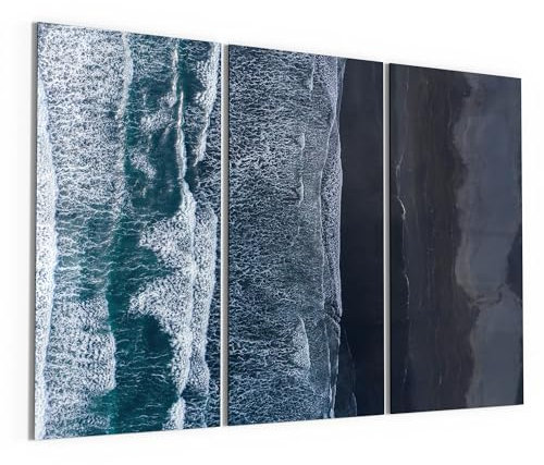 DEQORI Glasbilder Echtglas | Motiv Meereskontraste | horizontal 3-teilig 3x50x100 cm | große XXL Deko | Wandbilder für Wohnzimmer, Schlafzimmer, Flur & Küche | moderne Wanddeko