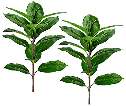 Sessleger Künstliche Bananenbaum, tropisch, Monstera, Blatt, künstliche Schildkröte, große Palmblätter, Farnblätter, künstliche Büsche, grüne Sträucher, Dekoration, 2 Stück