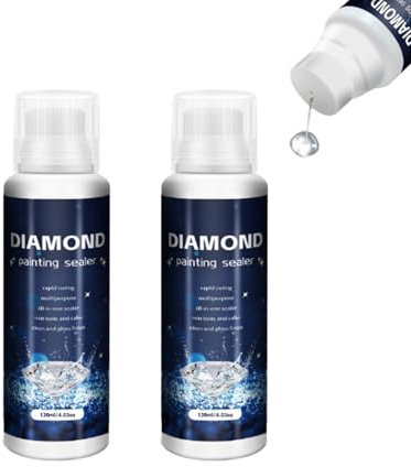 Strehknewen Sigillante per Diamond Painting 2×120ml – Colla Trasparente con Applicatore a Spugna, Effetto Brillante, Asciugatura Rapida, Protezione da Polvere e UV