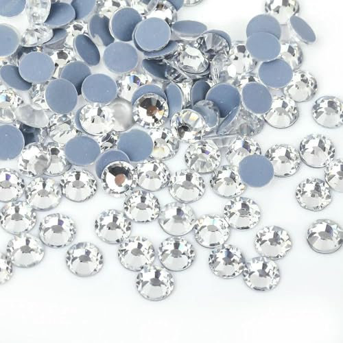 Cristales de imitación AB HotFix con pegamento, parte inferior plana, para planchar, para decoración de telas y prendas, pegamento transparente, SS5, 1440 unidades