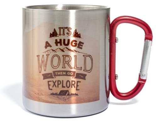 GIFART Tazza in Acciaio Inox Personalizzata con Moschettone – Tazza da Campeggio Trekking Escursionismo Leggera e Resistente – Idea Regalo per Amanti Outdoor, Scalata, Viaggi, Montagna