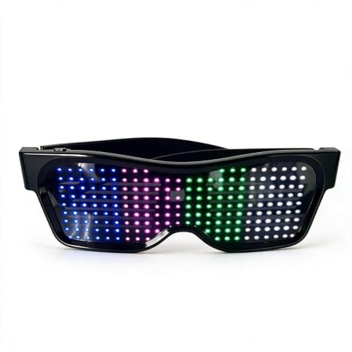 Sxhlseller LED-Brille, Anpassbare LED-Brille mit APP-Steuerung, Leuchtbrille, Leuchtet Im Dunkeln, Party, Halloween-Brille für Party, Hochzeit, Geburtstag, Neujahr, Karneval