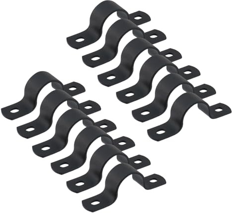 Wealrit 12PCS Pipe Clamps Two Hole Tube Strap Clamp,27mm Round Tube Clip | Carbon Steel Conduit Tension Bracket Connector Buckle with Screw for Cable Conduit Pipe Fixing,27mm/1.06 U Pipe Strap Clamp