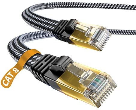 Cat 7 Ethernet Cable,Black 15M/50FT DanYee Nylon Braided CAT7 High Speed Professional Lan Cable Gold Plated Plug STP Wires CAT 7 RJ45 Internet Network Cable (Black 15M/50FT)