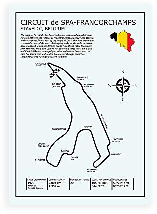 DìMò ART Druck auf Leinwand auf Leinwand, Motiv Rogan Mark Spa-Francorchamps Circuit