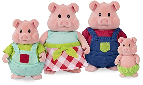 LI'L WOODZEEZ HCM Kinzel 43227 Figuren Schweine - Tierfamilie Curlicue - 4 weiche Tierfiguren OHNE Buch - Tiere im Set, Spielzeug für Kinder ab 3 Jahre, 6196Z, Mehrfarbig
