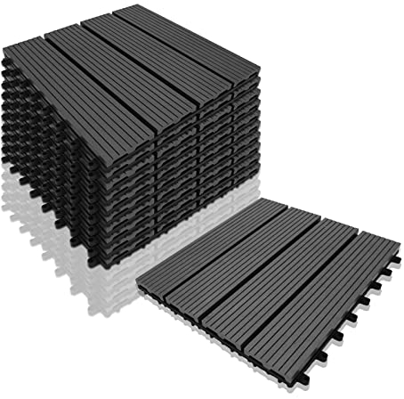 Cecaylie 55er Pack WPC Terrassenfliese,Holzfliesen 30x30 cm - 5 m² .Ideal für den Außenbereich Klickfliesen für Balkon, Garten & Terrasse | einfach, schnell & praktisch verlegt