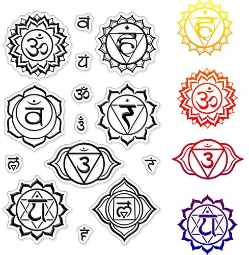 CRASPIRE Yoga Clear Stamps Mandala Yoga OM Symbole Transparent Silikon Stempel Gummistempel für Scrapbooking Geburtstag Fotoalbum Thanksgiving Kartenherstellung 10,9 x 16,3 x 0,2 cm