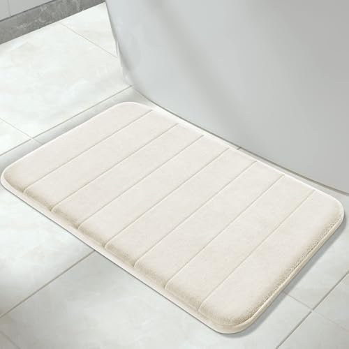 Yimobra Badematte rutschfest, 80 x 50 cm, Super Wasseraufnahme, Dick, Maschinenwaschbar, Leicht zu Trocknen Badezimmerteppich – Creme