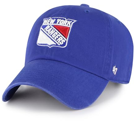 '47 NHL New York Rangers Clean Up Unisex-Baseballkappe, Verstellbar, Hochwertiges Design und Verarbeitung, Badge Logo, Royal Blue
