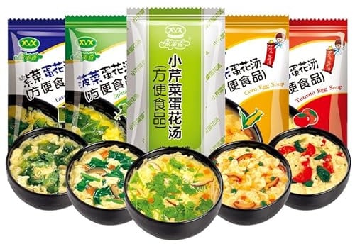 Sour and Spicy Tomato Soup,Chinese Snack Gift,healthy and Nutritious Breakfast,convenient Instant Food,Ready To Eat Fresh Vegetable Soup,instant Seaweed,mushroom Soup,8g/bag (mix flavors,10bag)