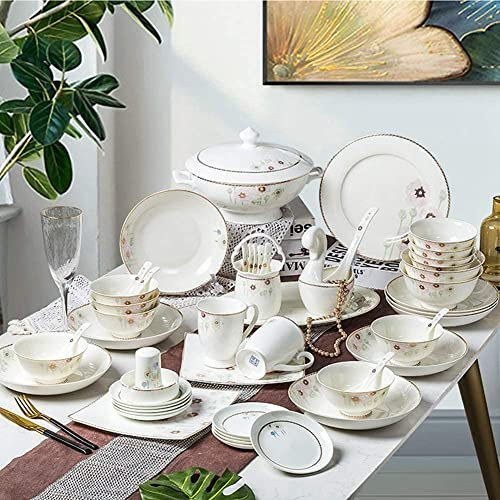 Juego De Vajilla Navideña De Porcelana De 52 Piezas, Juegos De Platos Y Tazones, Platos Llanos, Platos De Postre, Para Fiestas, Celebraciones, Celebraciones Familiares (Azul)