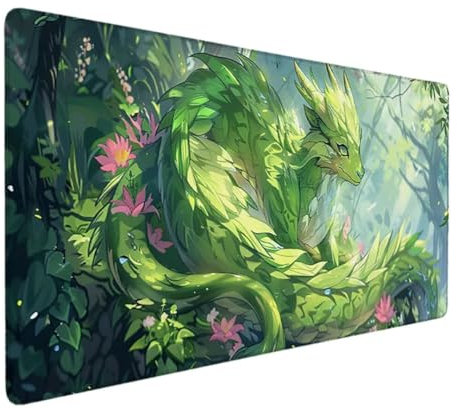 Mauspad, 80 x 40cm Gaming Mousepad mit Wasserdicht und Rutschfester Gummi für PC-Büro, Arbeit, Gaming, Studium, Laptop, Computer, Zuhause, Mauspad Gaming, Home Office (GrüN Drachen) Ergonomisches B-S8