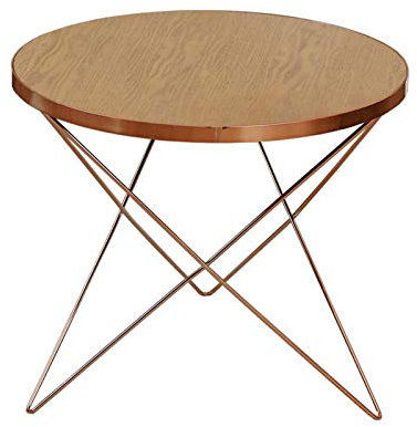 MEILISHAOMEI Modern Small Living Room Coffee Table,Round Side Table,Rose Gold Side Table,Bedroom Bedside Table,Sofa Side Cabinet,Iron Molding(Color:Rose Gold+Painted Tabletop)