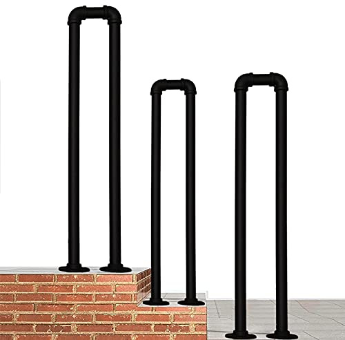 JNTFNE Handrail for Outside Steps 60 75 85 90 100cm Stair Railing, Transitional Handrail Picket Fits 1 Step Mattle Wrought Iron Stair Hand Rail with Installation Kit (Size : 65cm(2.1ft))