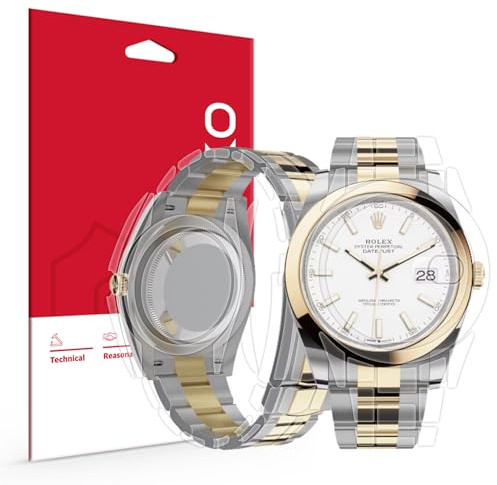 skoko [1 Set Ganzkörper-Schutzfolie, kompatibel mit Rolex Datejust 41 mm Ref. 116300 116331 116333 116334, glänzende, transparente Haut, vollständige Abdeckung, Anti-Scrartch, zusätzliche Teile für