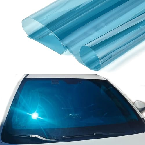 VLT 68% Himmelblaue Tönungsfolie Auto für Frontscheiben, PET Scheiben Folie, Sonnenschutzfolien scheiben tönung Folie Auto (75 x 300 cm)