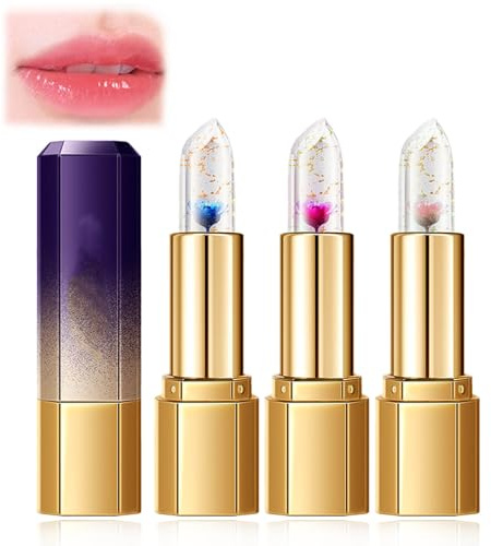 3 Stück Temperatur Farbwechsel Lippenstift, Farbwechsel Lippenbalsam, lippenpflege mit farbe, Lang Anhaltender Moisturising, Wasserfest & Anti-Rissbildung