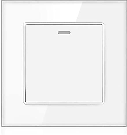 1/2 / 3 Gang 2 Way White/Black/Grey Crystal Glass Panel Light Switch On and Off Rocker Wall Switch Interruptor 16A (1gang 2way)