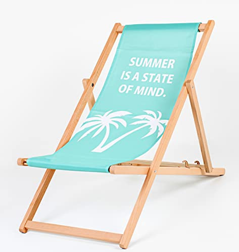 Faltbarer Liegestuhl Sonnenliege Klappbar Gartenliege Rückenlehne Hölzerner Strand Stuhl Liegestuhl Möbel Zubehör, Gartenliege aus Holz Liegestuhl/Relaxliege/Strandstuhl (2, Summer is state of mind)
