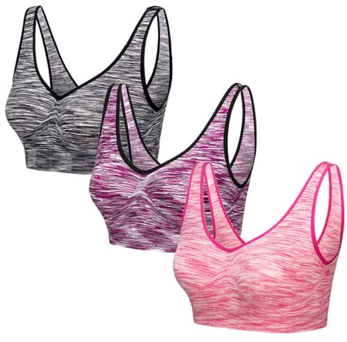 Blu Apparel Seamless Comfort Stretch Bra Marl 3 9 Pack Multiapack Bras Sleep Maternity Bras No Pads No Underwire (UK, Alpha, L, Regular, Regular, Black/Purple/Pink)