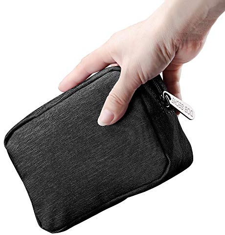 DOB SECHS Waterproof Canvas Mini Travel Makeup Carrying Case Wash Bags Cosmetic Bag Portable Electronics Accessories Organizer Wash Gym Shaving Bag, Black