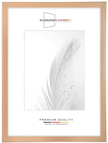 DR24 11x17 Bilderrahmen (Buche) nach Maß, 35 mm breiter MDF Holzrahmen inkl. entspiegelter Anti-Reflex Kunstglasscheibe, stabiler Rückwand, Biegestiften und Aufhängern
