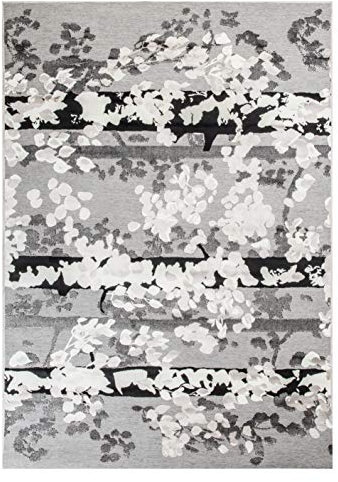 Vallila Lehtipuut Teppich 140x200 cm Light Grey, Viskose-Mischung, hellgrau, 140x200