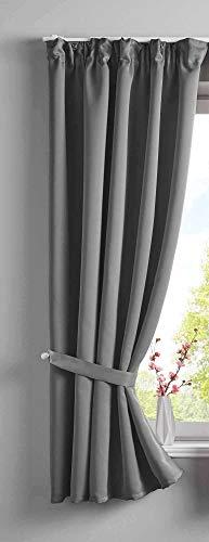 Gardinenbox Vorhang Blickdicht »Newyork« verdeckte Schlaufen Dunkelgrau HxB 160x140 cm 1er-Pack Thermo-Gardine Verdunkelungsvorhang Blackout schalldämmend ÖKOTEX Kräuselband Raffhalter, 202020610