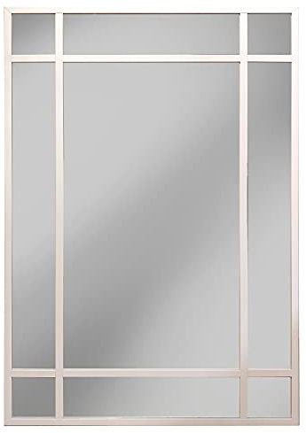 THEROSE Espejo Ventana, Espejo Industrial, Estilo Danés, Aluminio Blanco 120 x 80 cm