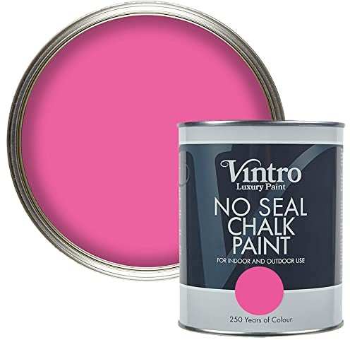 Vintro | No Seal Chalk Paint | Hot Pink | Interior & Exterior Use | Furniture | Walls | Wood | Metal | 1 Litre (Belladonna)