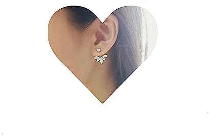 Yheakne Boho Kristall Lotus Jacken Ohrringe Silber Kristall Ohrstecker Ohrringe Funkeln Strass Ohr Jacken Ohrringe CZ Ohr Kletterer Ohrringe Hochzeit Ohrringe Schmuck für Frauen und Mädchen (Silber)