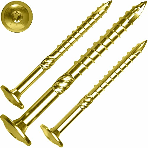 Tellerkopfschraube 8x100 mm – 50 Stück, gelb verzinkt, TX 40, Cut-Spitze, Reibteil, ETA | SCREW REBEL