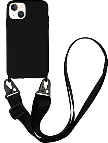 CQUUKOI Compatible with iPhone 6/7/8/SE2/SE3,Crossbody Phone Case with Lanyard Cute Soft Silicone Case with Adjustable Shoulder Strap Shockproof Protector Compatible with Women Girls Black