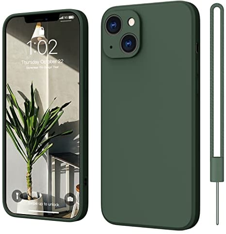 ElestBela iPhone 13 Hülle Silikon Case, Hanyhülle , Ultra Dünn Slim mit Microfiber, Kratzfeste Rundumschutz Case Schutzhülle Hülle für iPhone 13 6.1'' Dunkel Grün