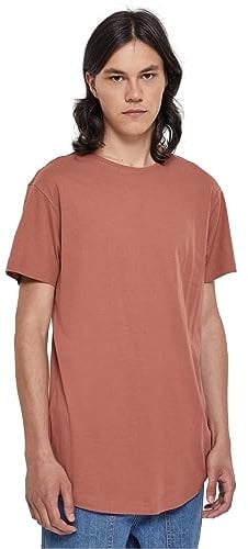 Urban Classics Shaped Long Tee Men's T-Shirt Brown Basics, Streetwear, Terracotta, M