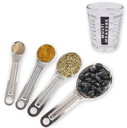 Juego De Cucharas Medidoras y Vaso Medidor de Cocina Cucharada Medidora y Vaso Chupito Medidor de Plástico Apto Para Cocina y Repostería, Cucharas Medidoras y Taza Medidora, Measuring Cup