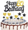 Gold Black 80th Birthday Cake Topper, Girls 80th Birthday Decorations, Gold Heart Stars Cake Toppers, Personalised Happy Birthday Cake Cupcake Toppers for Women Men Girls Boys Birthday Party