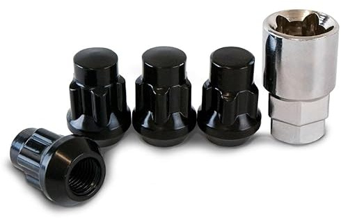 Precision - Black Locking Wheel Nuts - Compatible with Vauxhall Astra - M12 x 1.5-60 Degree Washer Seat - SFP