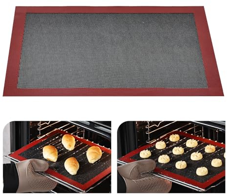 KitchenRaku 1er Set Silikonmatte Backen,Backmatte Silikon Backofen,Stück Antihaft Dauerbackmatte