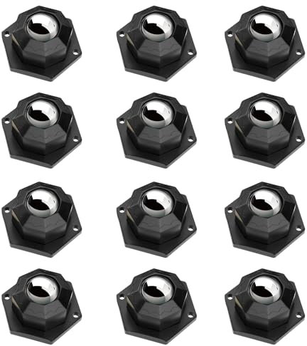 Wkmamo 12 Stück Schwarz Kugelrollen Schwerlast Möbelrollen Flach Set, Kugelrollen für Möbel Sselbstklebendes, Universal 360 Moving Wheels, für Transport von Möbeln, Waren(schwarz)
