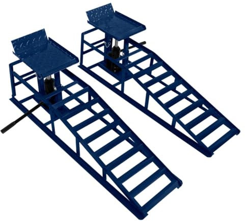 2 Rampas Hidráulicas con Capacidad Total 3 Toneladas 3000kg Rampa Elevar Elevador Automóvil Coche Vehículo Herramienta Mecánico Garaje Taller Plataforma Elevadora 340x260mm Altura Elevación 270-375mm