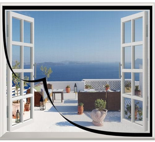 Moustiquaire fenêtre de toit avec ruban auto-aggripant,140x180cm noir-A