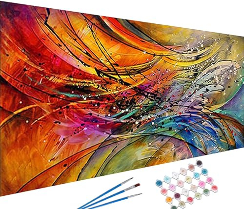 YALKIN Paint by Numbers Kits for Adults, Abstract Painting by Number Kits On Canvas,Without Frame DIY Color Oil Painting Acrylic Paints,Home Wall Decor 16x35in/40x90cm